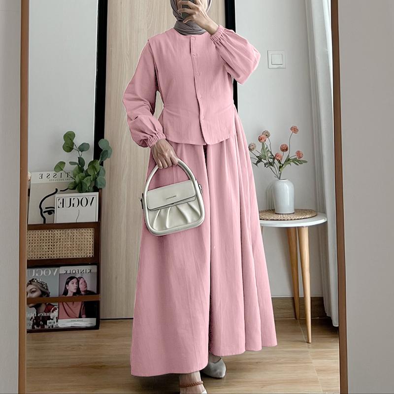 ZANZEA Damen Freizeit Patchwork Kleid mit langen Ärmeln, Fake-Zweiteiler, locker