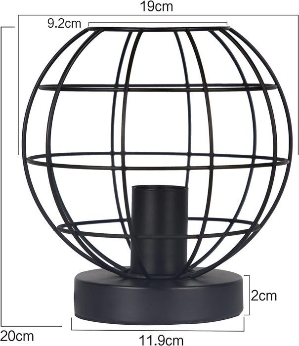 Lampe de Table - NETTLIFE - Vintage - Noir - Métal - Douille E27