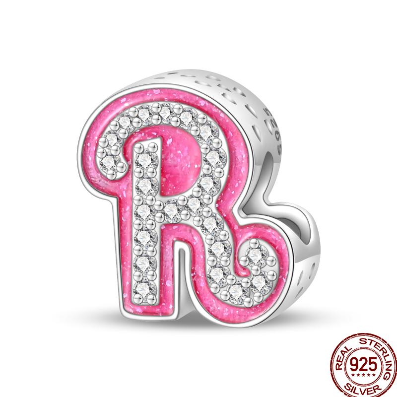 Copper Pink 26 Letters Valentine'S Day Gift Beads Suitable For Pan Original Bracelet Diy Birthday