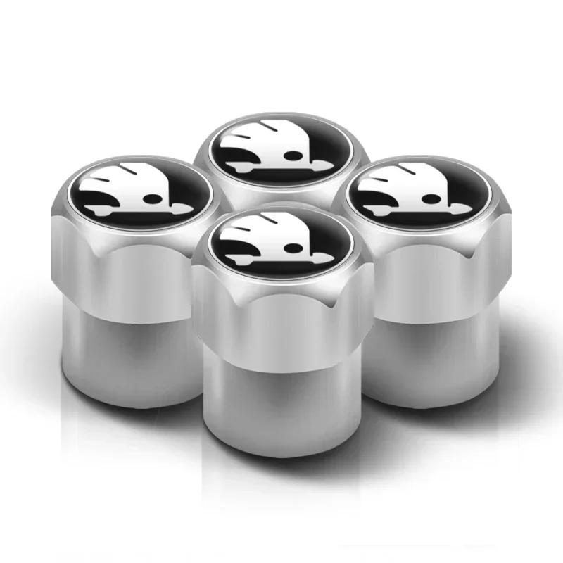 

Car Sticker 2025 Hot 4PC Metal Car Badges Wheel Tire Valve Caps Covers Auto Accessories For Skoda S Kodiaq Octavia 2 3 Yeti Karo