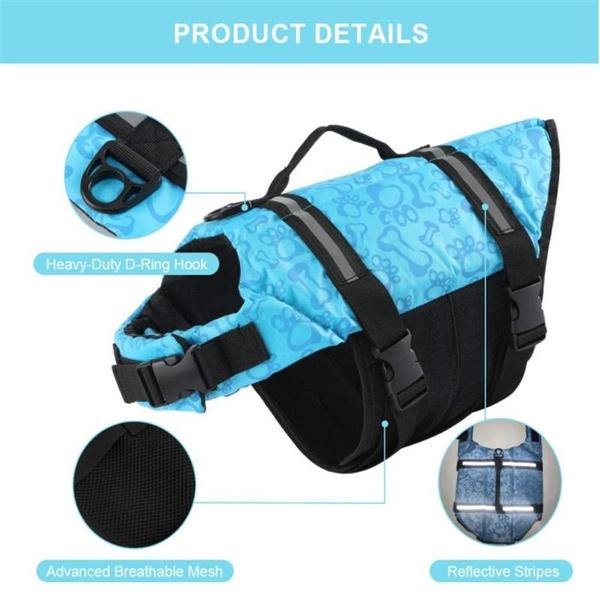 Dog Life Jacket, Reflective&Adjustable Dog Life Vests Large Float Orange Pet Swimwear,Cat Apparel Accessories For Small And Medium Dogs Swimming