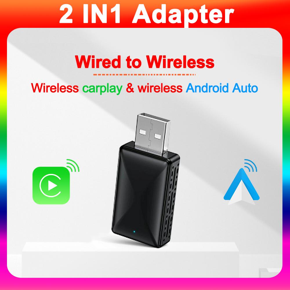 2025 New Wired To Wireless CarPlay and Android Auto 2in1 Mini Adapter 5GHz WiFi Suitable for 99% of Original Wired Carplay/auto