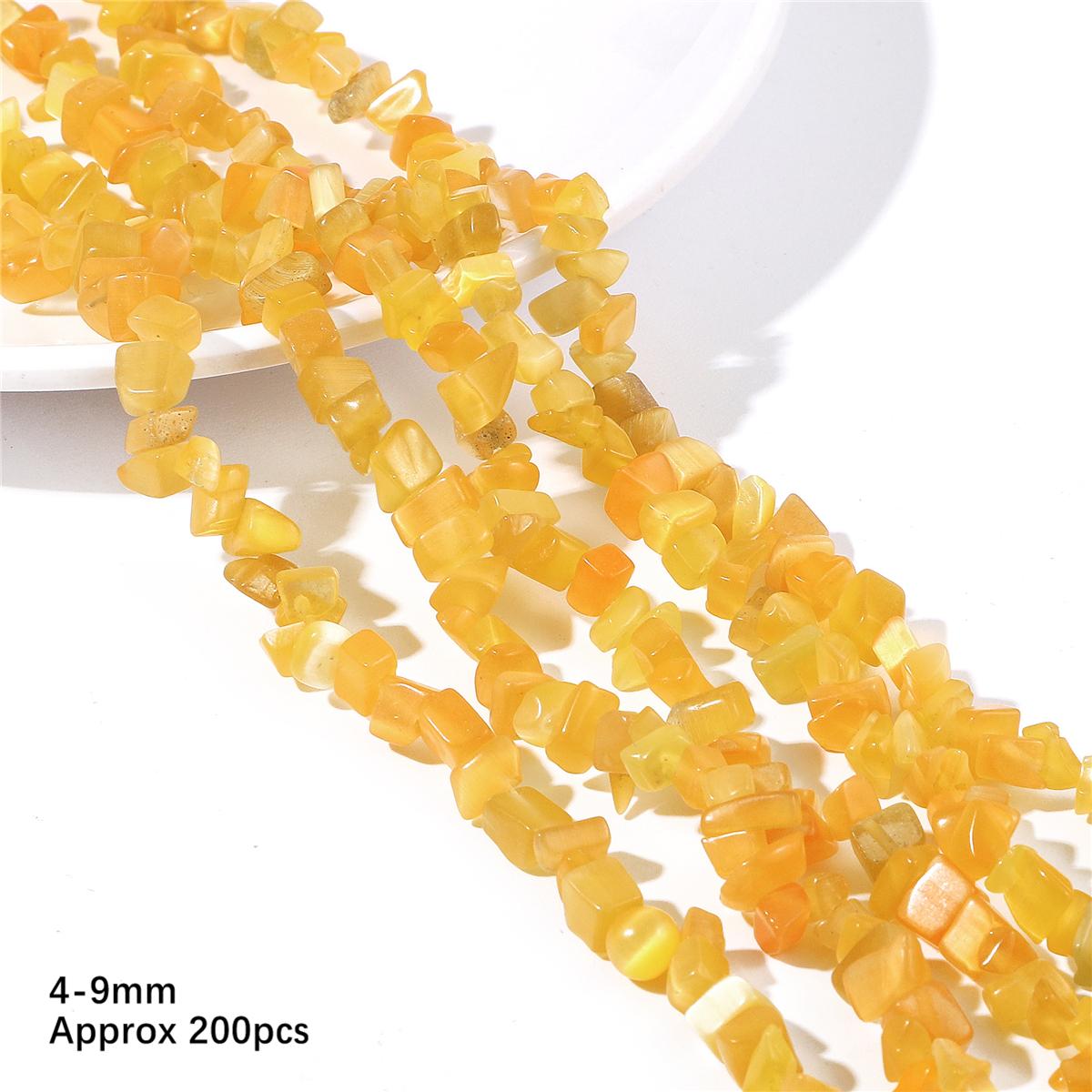 

200 шт. кошачий глаз опал DIY свободные бусины гравийные бусины для изготовления ювелирных изделий 4-9 мм 4-9mm 200pcs жёлтый
