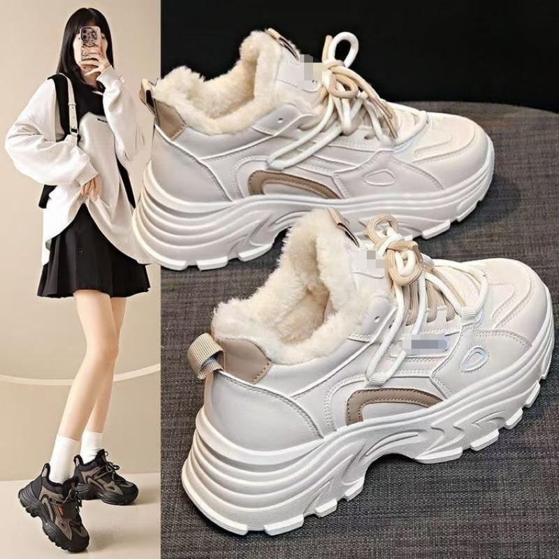 Warm Cotton Shoes, Women's Shoes, Anti-slip Snow Boots, Thick-soled Height-increasing Sports Dad Shoes