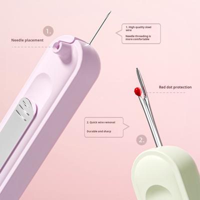 Needle Threader Retractable 2-in-1 Needle Threader And Seam Remover Automatic Needle Threading Tool for Hand Sewing Knitting Embroidery