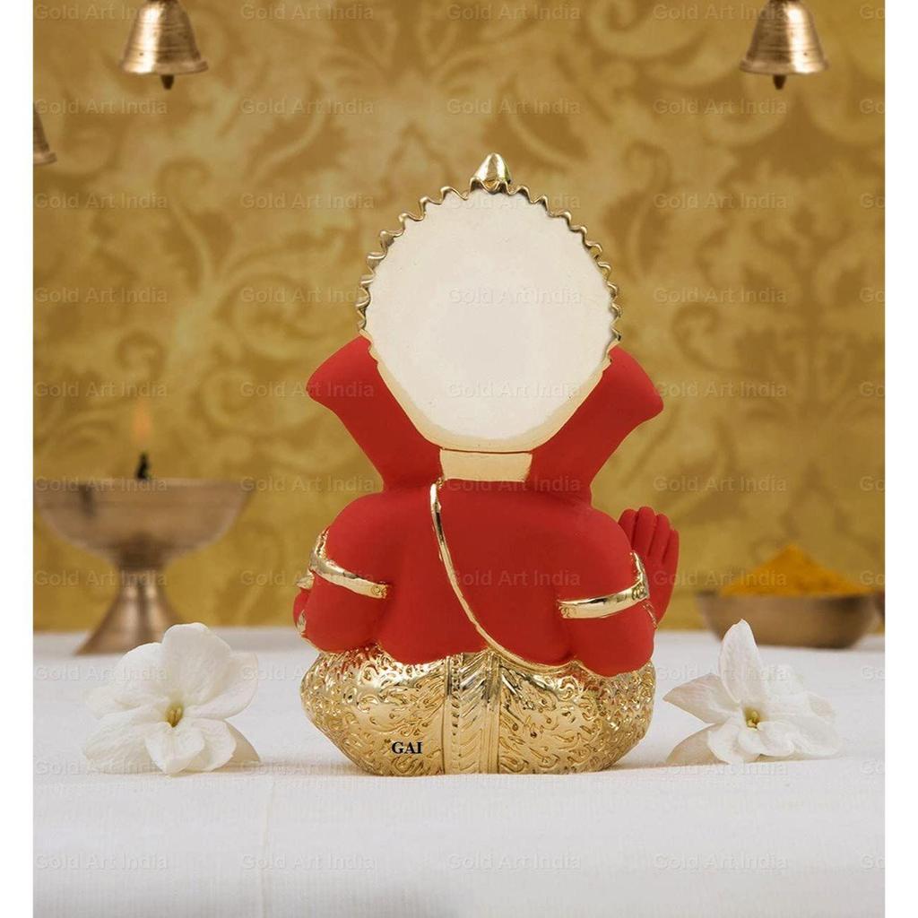 Idol Ganesha Auriu și Argintat, Auriu și Portocaliu, Pentru Bordul Mașinii, Ganesha Murti, Idol Ganpati Pentru Decor Acasă, Puja, Statuetă Lord Ganesha, Cadou