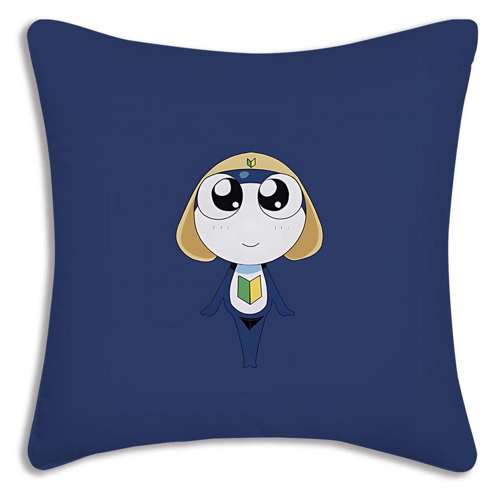 Hot Gunsous K-Keroro frog Pillow Covers Cartoon Sofa Decorative Home Double-sided Printing Short Plush Cute Cushion Cover