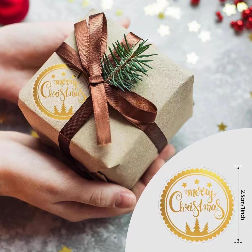 500 Stickers/roll, 2.5cm/1 Inch, Merry Christmas Day, Hot Stamping Clear Stickers, Gift Box Sealed Package, Sticker Labels, Christmas Gift Packaging
