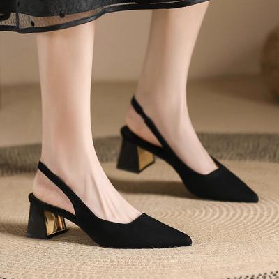 Sapatos femininos sensuais, doces e confortáveis, primavera e outono, novos, com fivela, salto alto, clássico, para escritório, bico fechado, salto quadrado