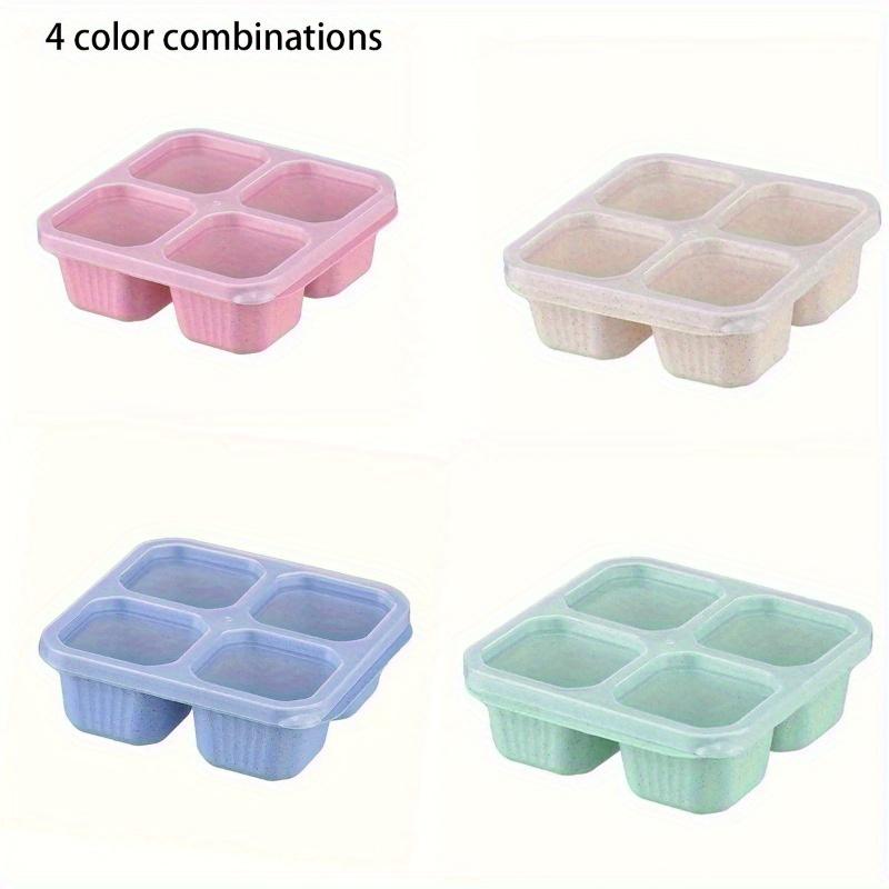 

4шт квадратный разделитель Bento Box многоразовый 4-секционный пищевой контейнер закуски орехи с крышкой пшеничная соломенная коробка для ланча кухонные принадлежности 4