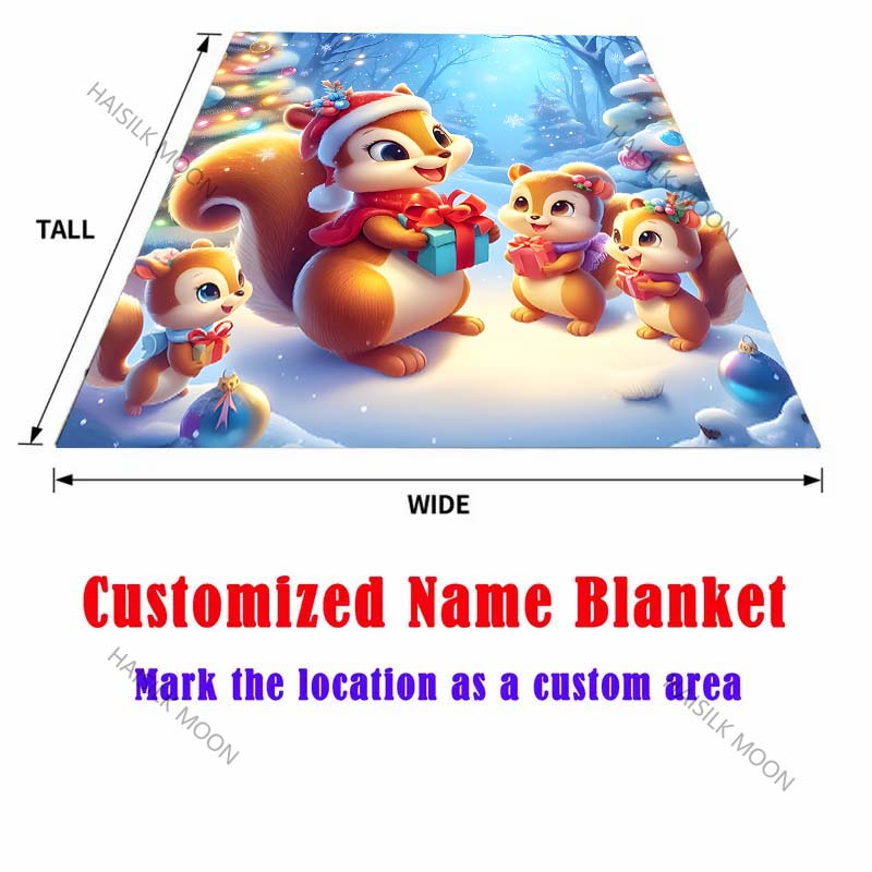 Festive Squirrels with Christmas Presents Pattern Blanket Flannel Material Soft Warm for All Seasons for Home Outdoor Camping