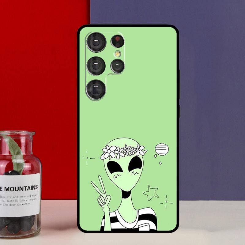 Aesthetics Cute Cartoon Alien Funda Case For Samsung Galaxy S25 Ultra S9 S10 S20 S21 FE S22 S23 Plus S24 Ultra Phone Cover
