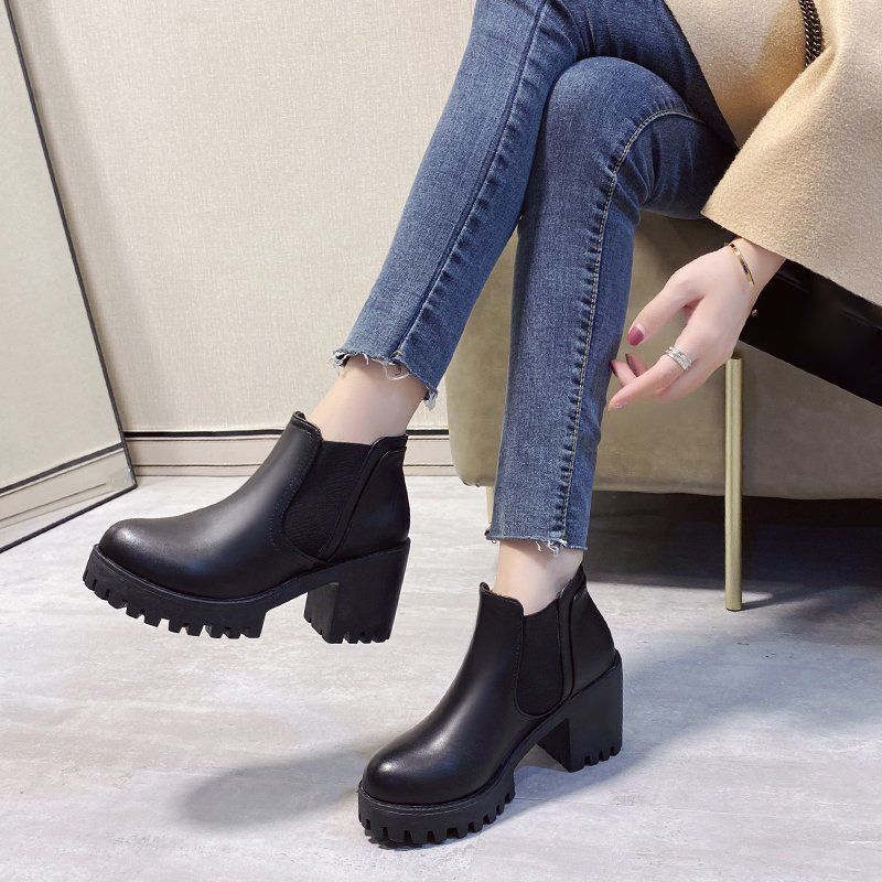 British style platform high-heeled thin thick-heeled women's boots 2025 autumn and winter new fashion versatile and comfortable Martin boots women