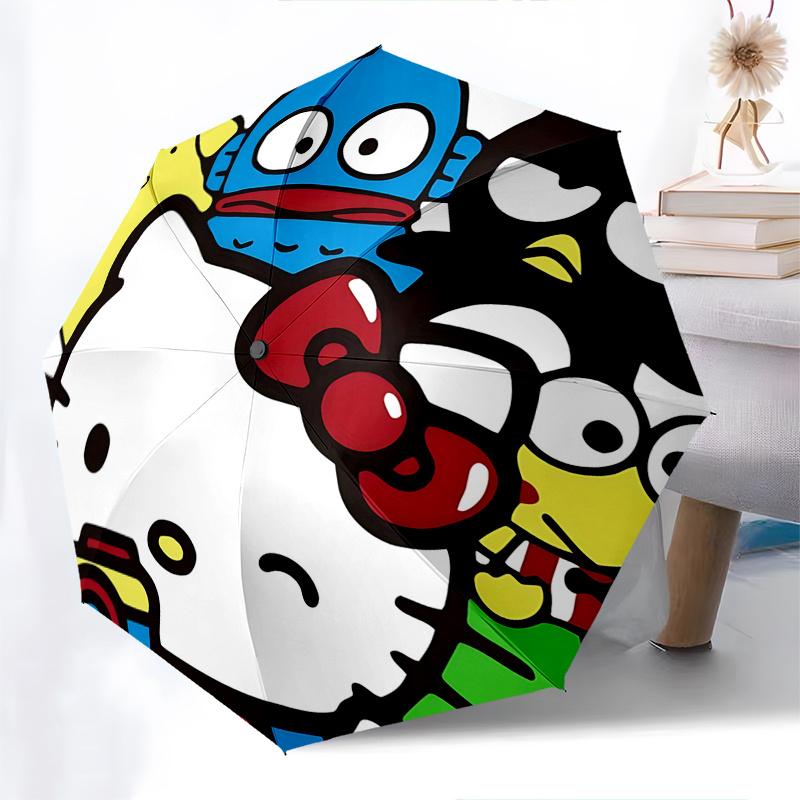 1pc Hello Kitty Automatic Opening/Closing Umbrella with Foldable Design, 8-Rib Iron Frame Outdoor Umbrella, Ideal Gift for Fans, Travelers, Daily Use,