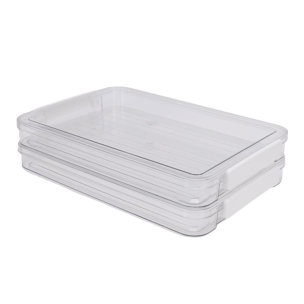 2Pcs Flat Plastic File Storage Bins with Latching Lids Document Organizer Transparent Stackable Portable Project Box