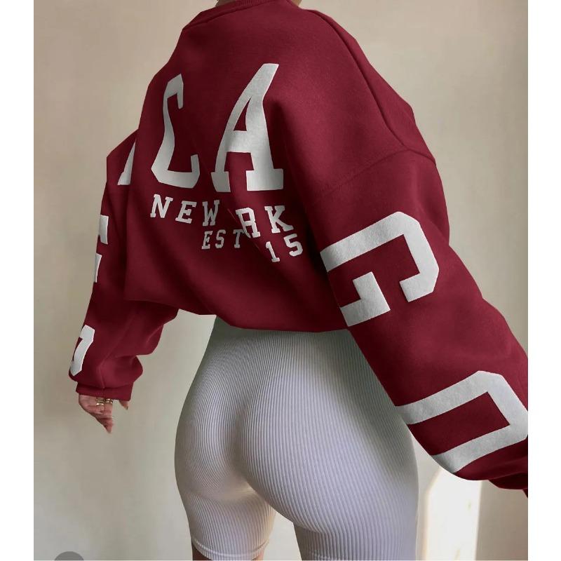 Leisure Letter Printed Sweatshirt Women's Fashion Brushed Long Sleeve Loose Hoodie Y2k Street Wear Autumn/Winter Women's Pullover