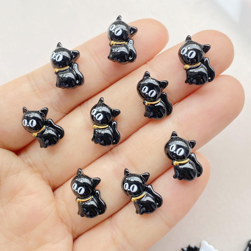 20Pcs Cute Cartoon Halloween cat, pumpkin, bat Nail Art Resin Designer Charms DIY Craft For Nail 3D Decorations Jewelry