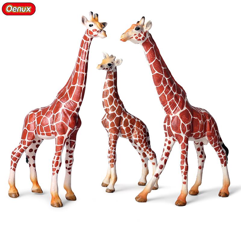 Oenux Zoo Afrika Wildtier Giraffe Simulationsmodell Actionfiguren PVC Pädagogisch Niedliches Spielzeug für Kinder