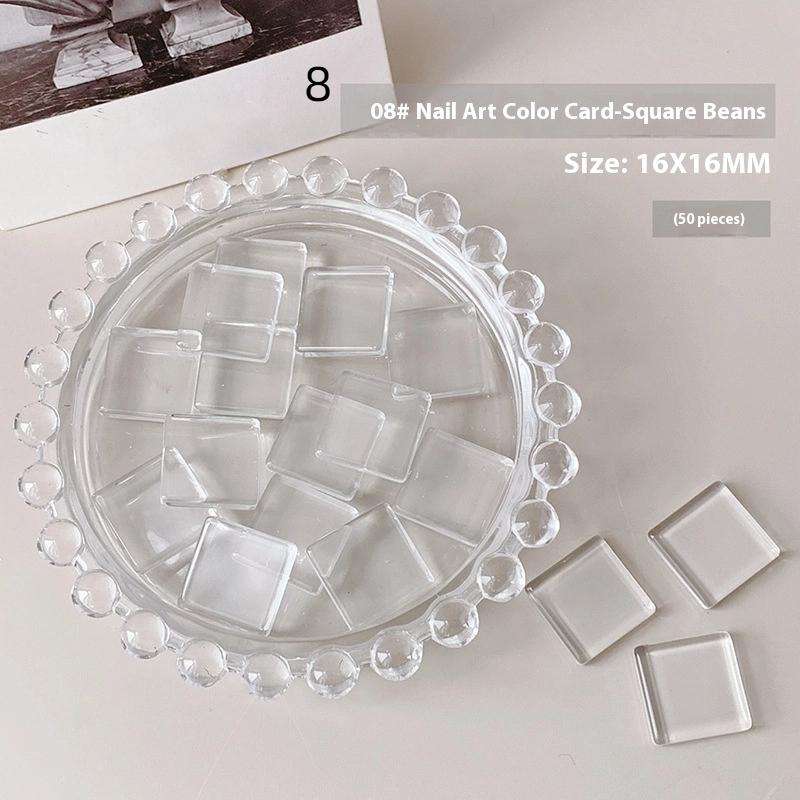 Mini Glass Nail Color Card Manicure Bean 3D Round Bead Transparent Glue Plate High-Quality Nail Polish Manicure Tool