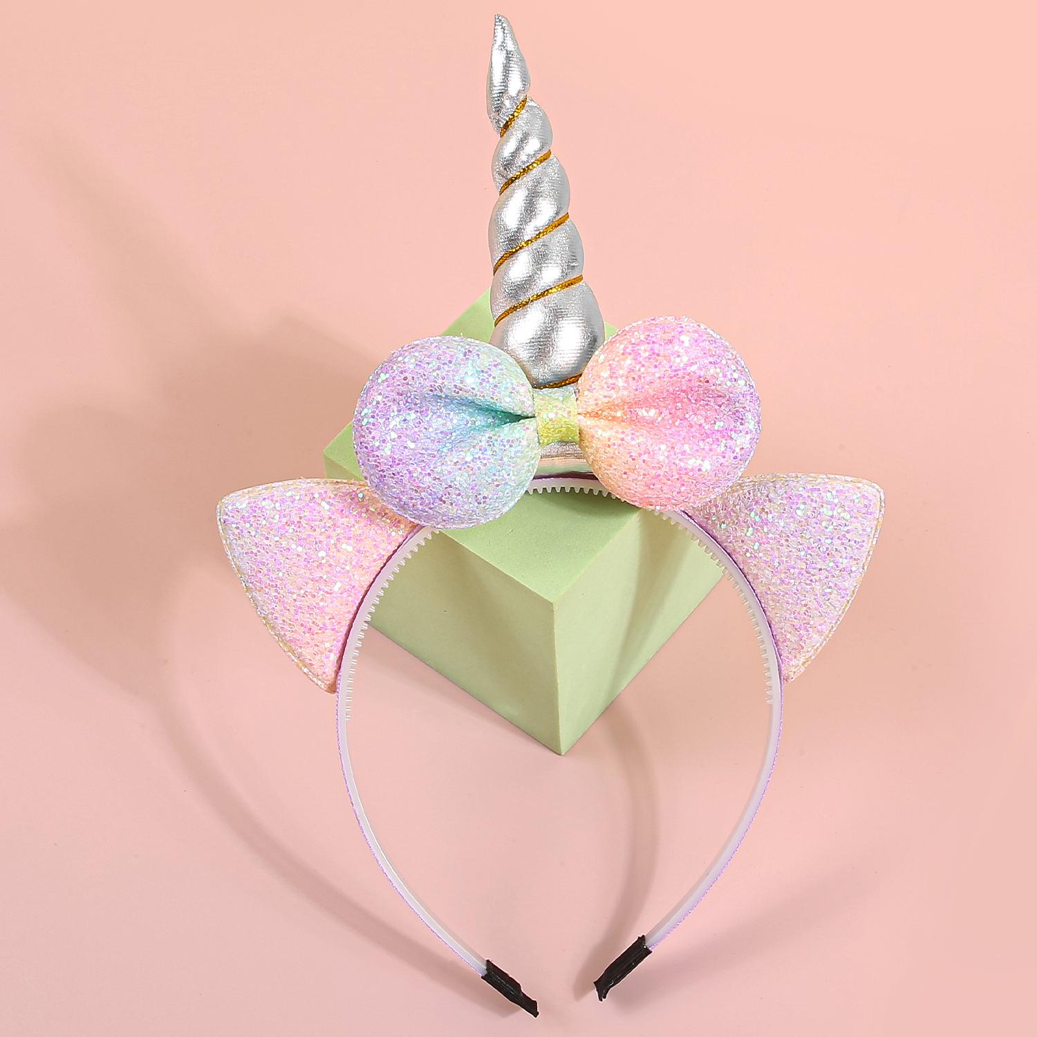 

Блестящие кошачьи ушки, ободки, декор для вечеринки по случаю дня рождения, радужные банты для волос, повязка на голову, ободок с единорогом, детские, детские, сувениры для вечеринки, головные уборы