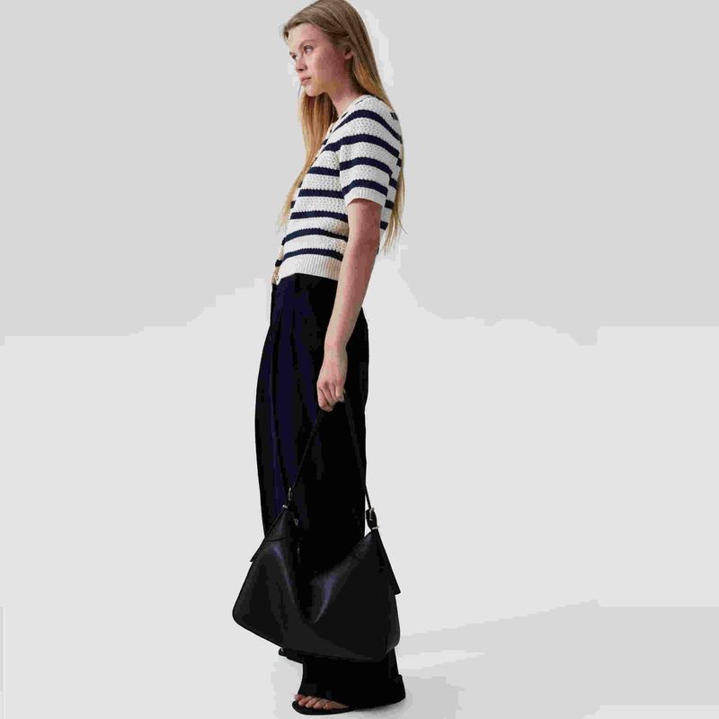 Zbzr Spring New Women clothes Western Style Elegant Simple round Neck Short sleeve Texture Stripe Knit cardigan