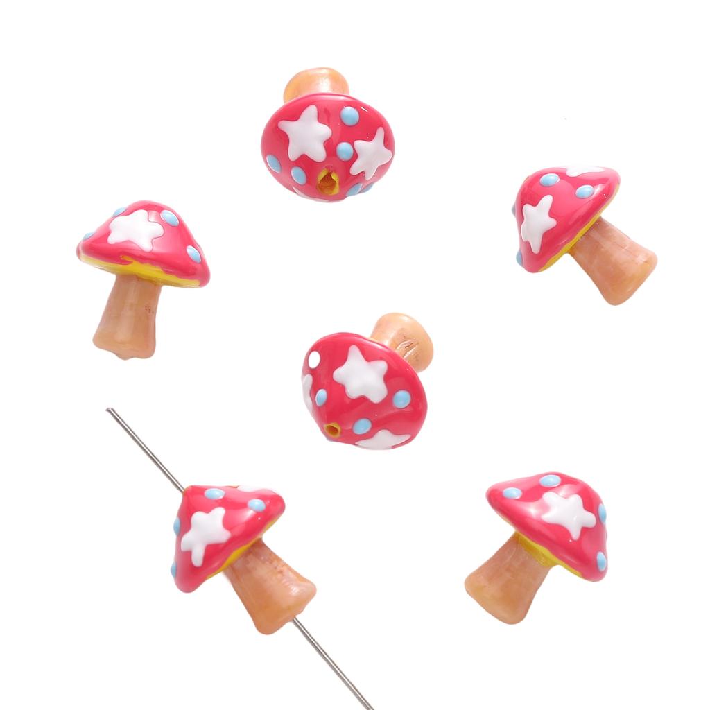 1 pezzo [17x16mm] Perline a forma di fungo in Vetro Colorato Dipinte a Mano Perline Fungo Tridimensionali Accessori Fai da Te per Gioielli Fatti a Mano