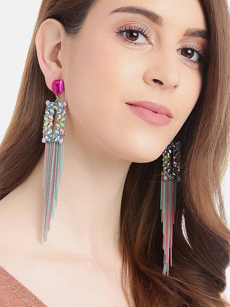 Women's Jewellery Earrings Crystal Tassel Handmade Earrings for Girls and Women