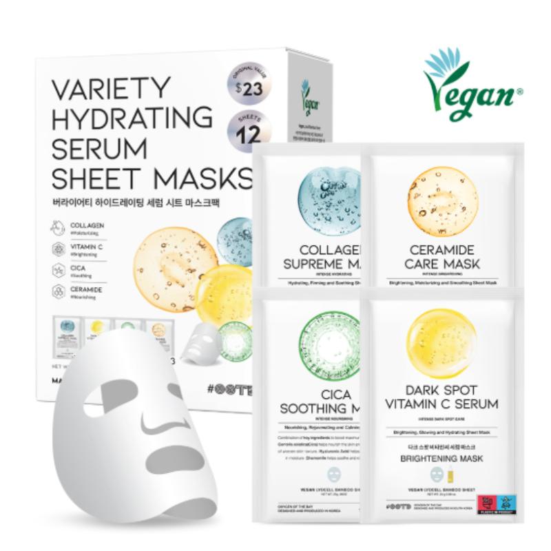 OOTD Vielfalt Feuchtigkeitsspendende Essenz-Tuchmasken 25g x 12 Stück