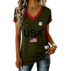 Damen Lässiger V-Ausschnitt Kurzarm Pullover Bedrucktes T-Shirt Top