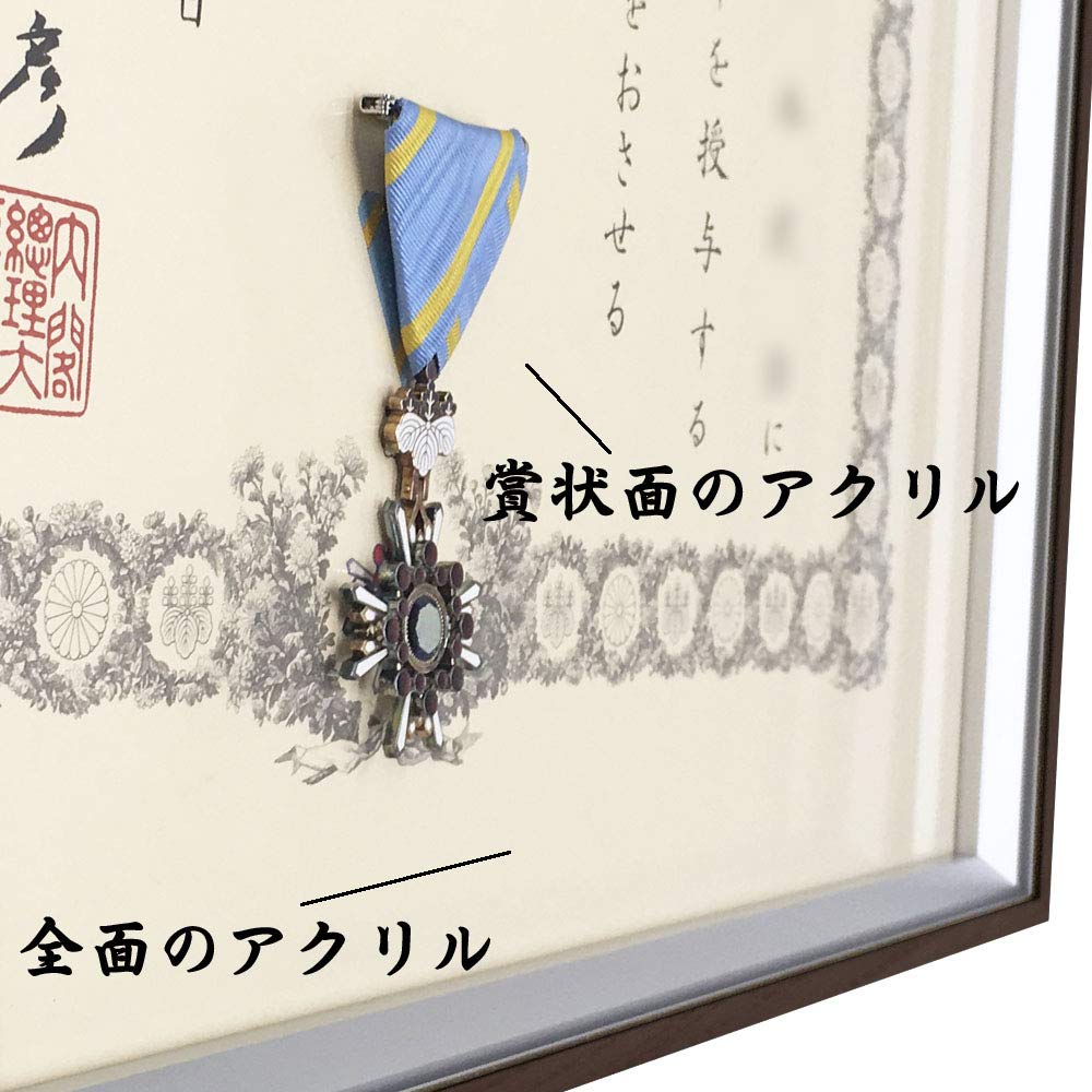 Der kleinste und leichteste stilvolle Medaillenrahmen Crest mit verstärktem Acryl von Indoor-UV (Eiche Farbe) UV-beständig (blockiert 98% der Strahlen)