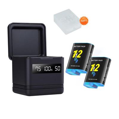2000mAh Battery For Gopro Hero 9 10 11 12 Camera Battery with LCD 3-Slots Fast Charger Box For GoPro Hero12 11 Sport Cameras