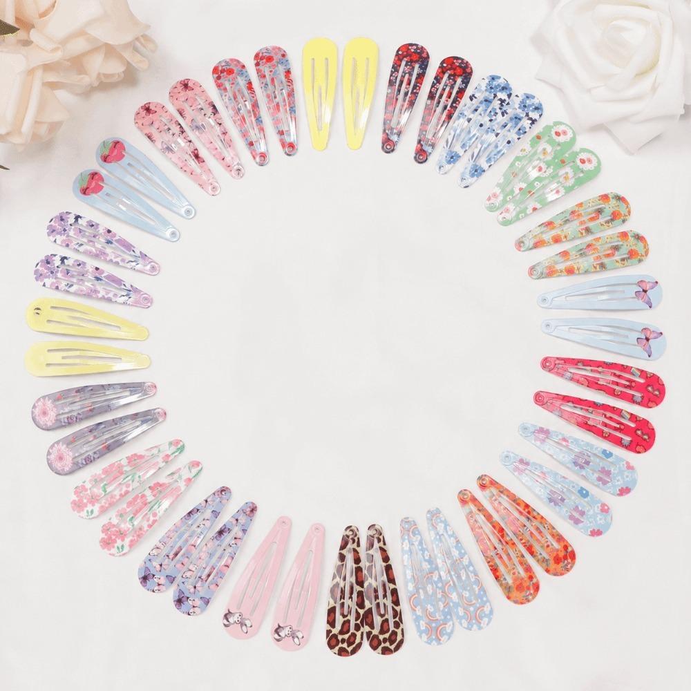 40pcs Fruit Animal Flower Sweet Hair Clips Print Cartoon Barrettes Slide Clip  Kids Toddler 40 PCS