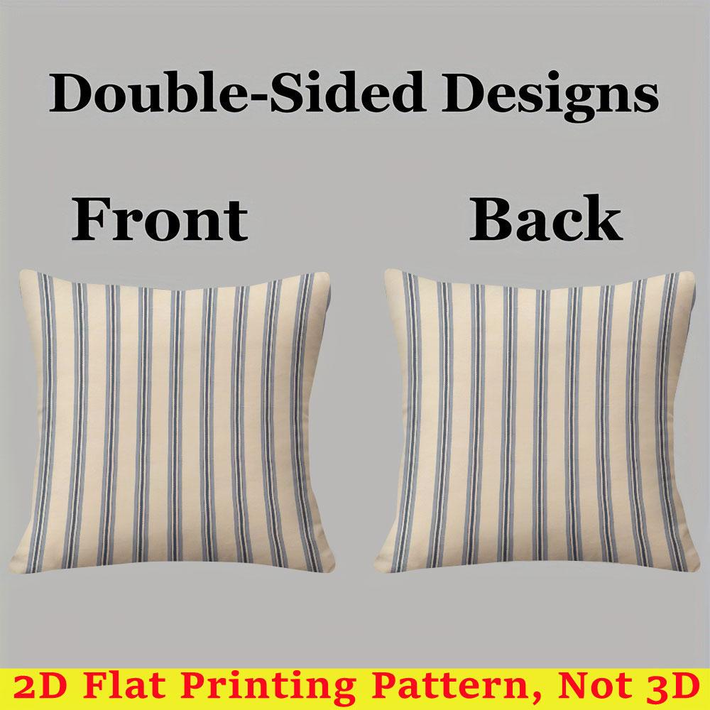 Blue Stripe Square Jacquard Pillow Cover for Sofa Office Waist Cushion Cover Home Decorative Pillowcase