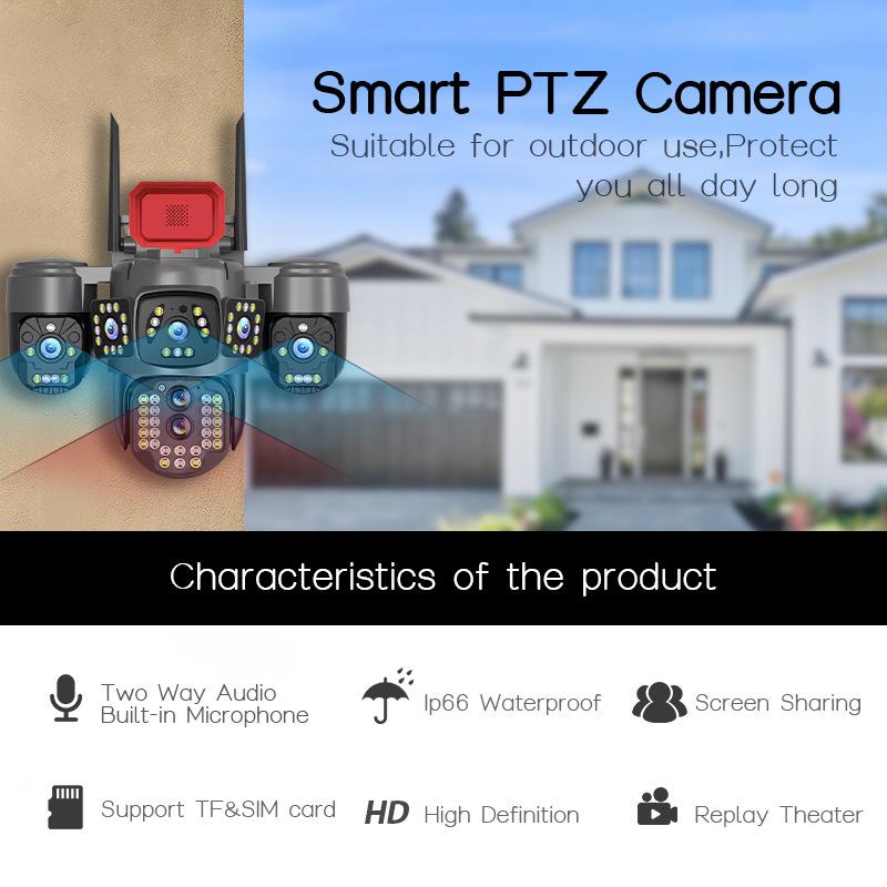 Wireless 5-Lens Zoom Outdoor Surveillance Camera with Night Vision, 4G Connectivity, and Smart HD Monitoring