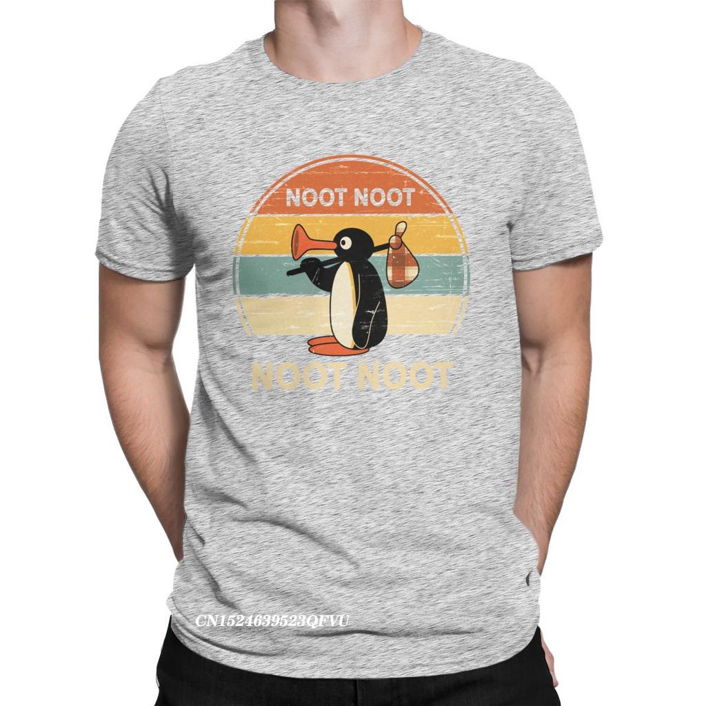 Erkek Kadın Tişört Noot Noot Pingu Penguen Meme Hediye Komik Premium Pamuklu Tişört Harajuku Tişört Bisiklet Yaka Kıyafet Baskısı