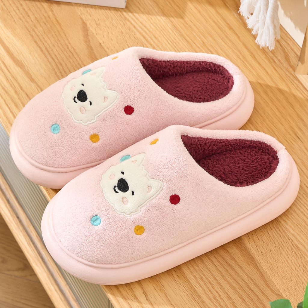 Cute bear cotton slippers autumn and winter 2025 new indoor home thick-bottomed non-slip velvet thermal slippers