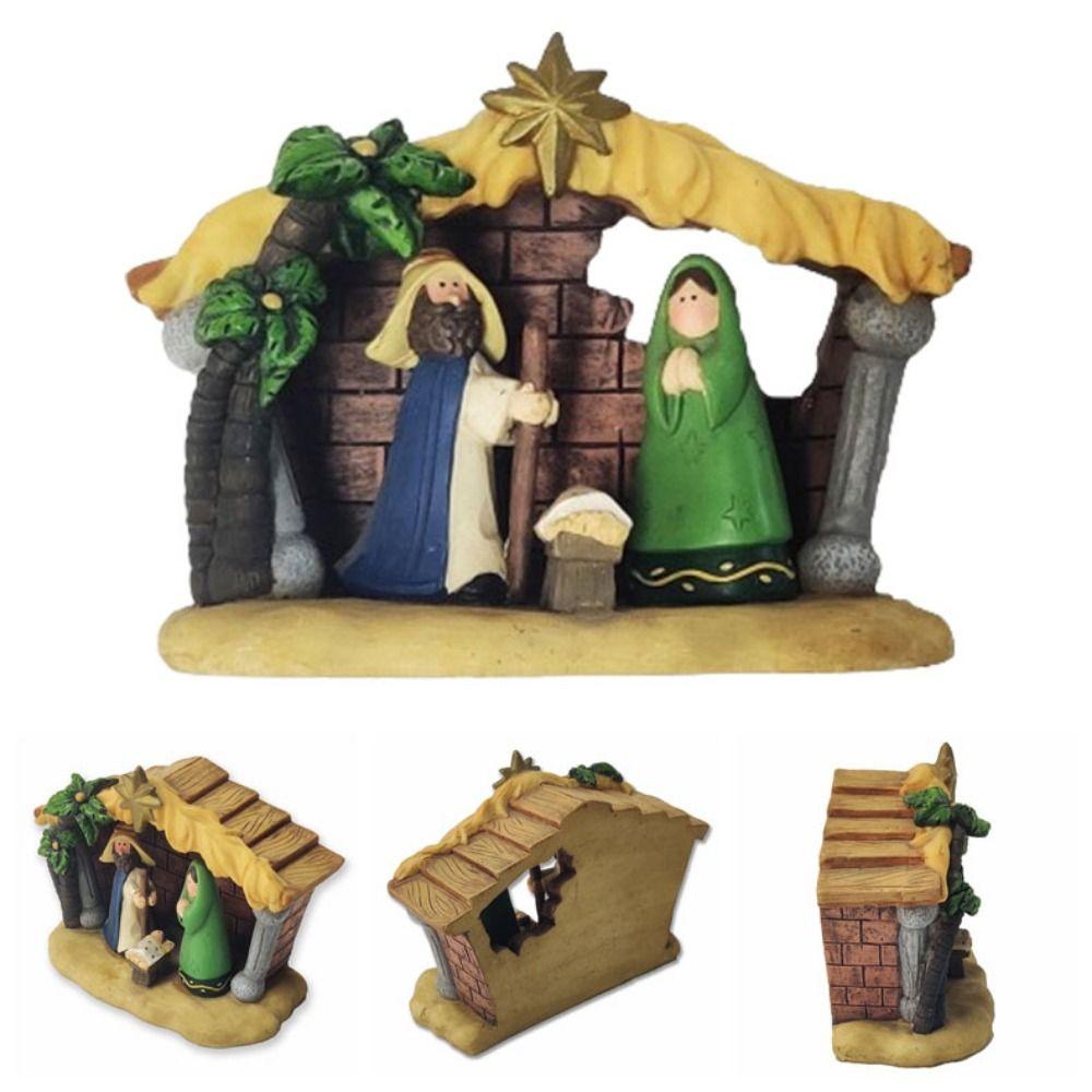 

Creative Religious Adornment Figurines Resin Miniature Nativity Set Table Decorations