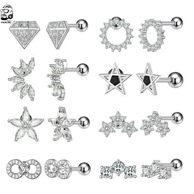 316L Surgical Steel Gem Ear 16G Piercing Cartilage Tragus Helix Earring Barbell Cartilage Stud Body Jewelry Gift