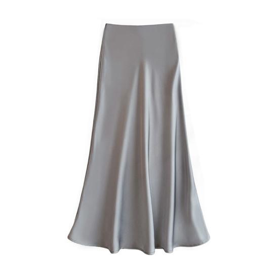 Gonna a Coda di Pesce da Donna a Vita Alta Effetto Seta Traspirante Lucida Design Snellente Gonna Maxi Lavoro Tempo Libero Abbigliamento Quotidiano