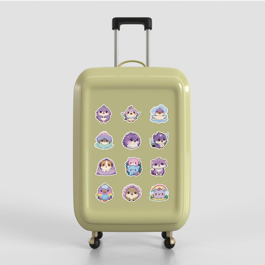 50 Purple Animal Graffiti Stickers Water Cup Computer Skateboard Waterproof Decorative Stickers DIY Stationery Stickers