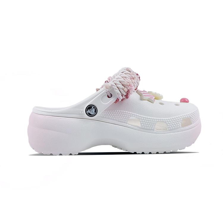 Crocs Classic Platform Clog EVA Sweet Dog Shadow Classic Cloud Dopamine Girly Cute Gradient Hand-Painted Hole Shoes Women's White