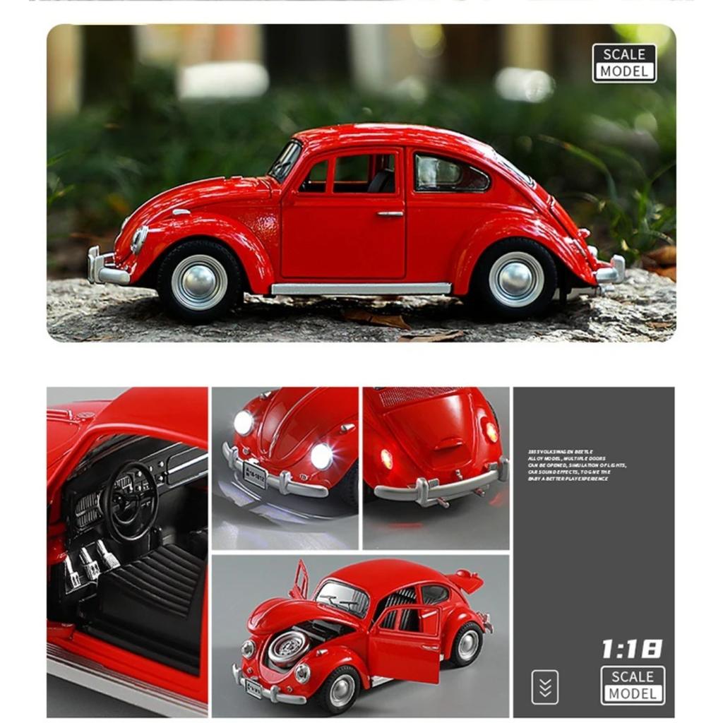 1/18 Volkswagen Beetle 1955 Alloy Metal Diecast Model Car Toy Car High Simulation Classic Collection Hobbies Holiday Gifts Child