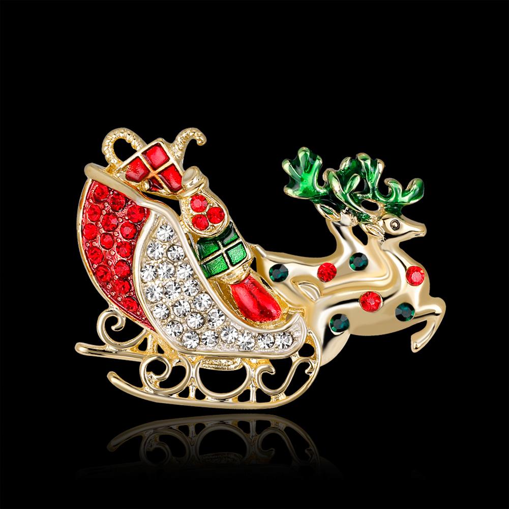 Women Delicate Christmas Style Santa Sleigh Design Brooch Perfect Wear Decoration