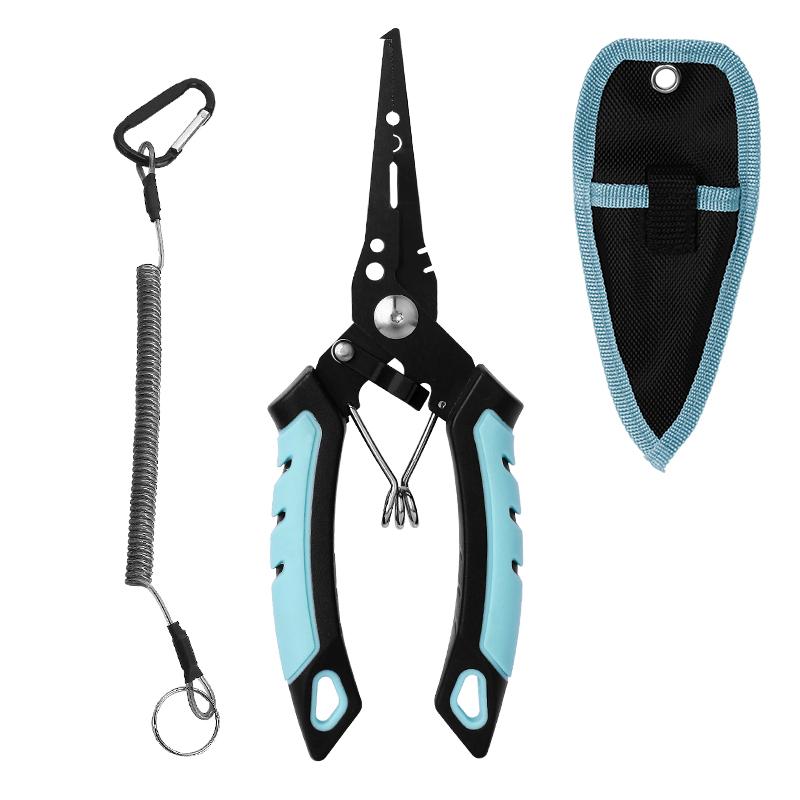 Selco Fishing Pliers Non Slip Handle Multi Tool Hook Remover with Line Cutter Split Ring Opener