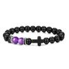 New Retro Cross Natural Stone Bracelet Tiger Eye Stone Lava Volcanic Stone Elastic Bead Men's Bracelet