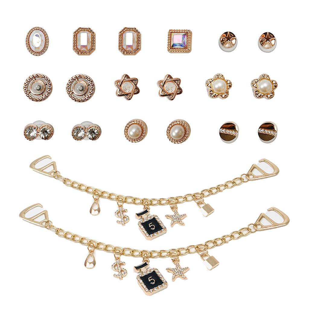 Shoe Charms DIY Diamond Pearl Chain Gemstone Decoration Buckle Shoe Charm Accessories Kids Party Girls Gift