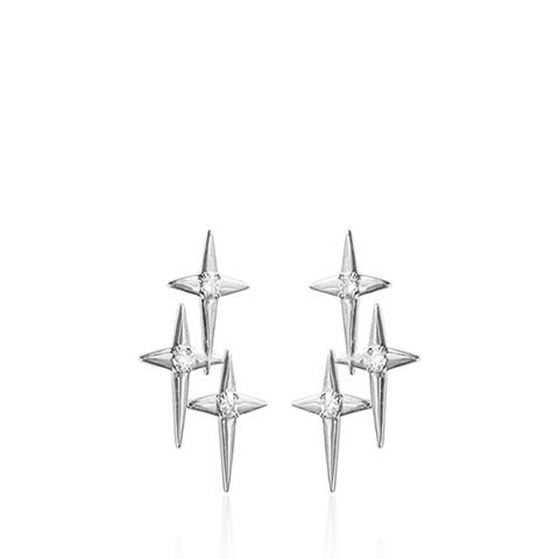 Fashion Temperament Four-Pointed Star Zircon Stud Earrings Women S Earrings Niche Design Star Earrings Premium