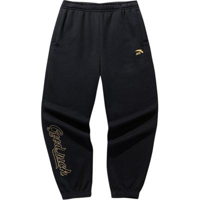 Good Things Happen Series Loose Durable Letter Knitted Sports Pants Men Bottoms Basic-Black Gold 152518301S-3