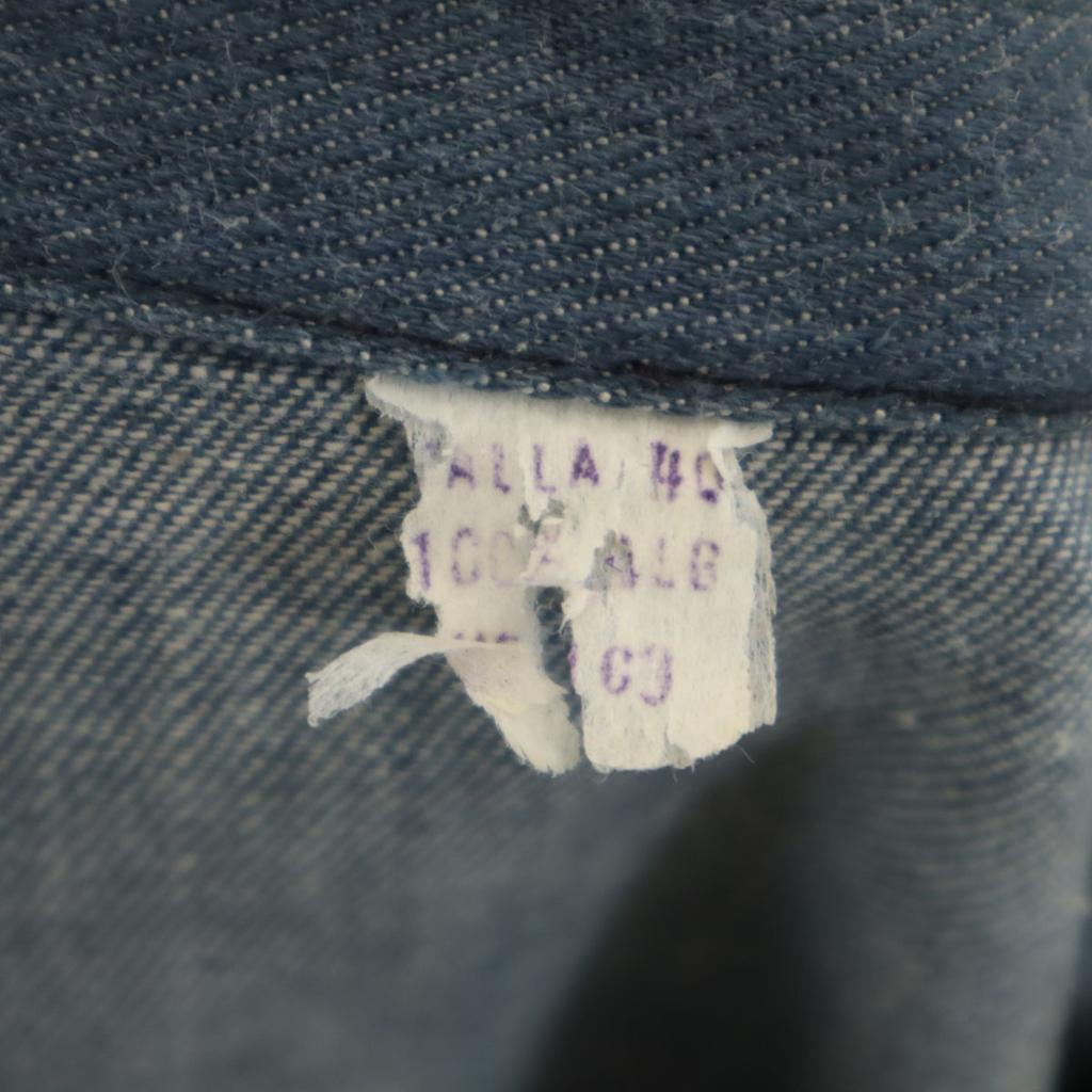 80s 90s Old flower embroidery Shirt jacket 40 Navy Men's Used