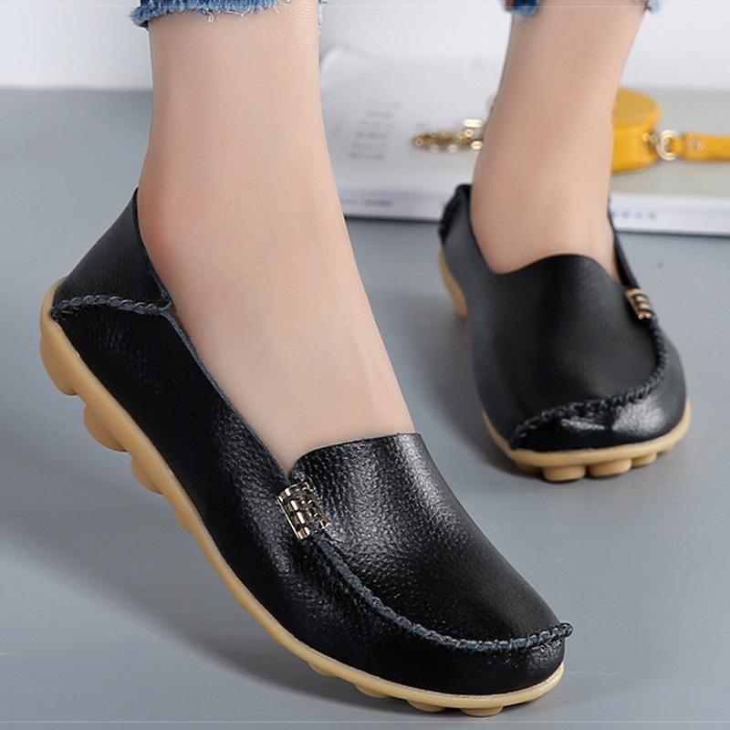 fashion Women Shoes Soft Leather Zapatos Mujeres Their Flat Shoes Women Slip On Loafers Women's Comfortable Causal Flats Female Footwear